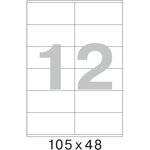 Самоклеящиеся этикетки 105x48 мм, 12 шт. на листе, белые, 100 л. в уп. 73569