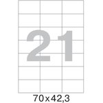 Самоклеящиеся этикетки 70x42,3 мм, 21 шт. на листе, белые, 100 л. в уп. 73573
