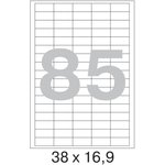 Самоклеящиеся этикетки 38x16,9 мм, 85 шт. на листе, белые, 100 л. в уп. 73649