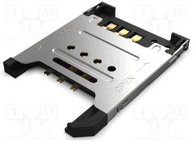 SIM5051-6-0-18-00-A, Memory Card Connectors SIM Card ConnectorHinged Type, 6 Pin, SMT, 1.85mm Profile