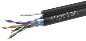 Фото 1/2 Кабель витая пара F/UTP кат.5E 4х2х24AWG solid Cu PE Outdoor Standard трос черн. (м) SUPRLAN 01-1026-1