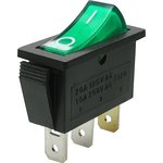 IRS-101-3C3 (зеленый), Переключатель с подсветкой ON-OFF (15A 250VAC) SPST 3P