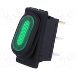 R13-70B8-01-G, ROCKER; SPST; Pos: 2; ON-OFF; 10A/250VAC; green; IP65; neon lamp