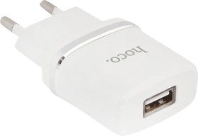 Фото 1/4 Блок питания (сетевой адаптер) HOCO C11 с 1 USB портом 1,0 A с microUSB кабелем белый