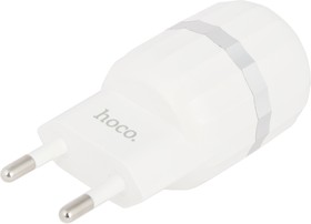 Фото 1/5 Блок питания (сетевой адаптер) HOCO C41A с 2 USB портами 2,4 А кабель Lightning в комплекте белый