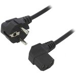 AK-PC-02A, Кабель, угловая вилка CEE 7/7 (E/F), IEC C13 "мама" 90°, 1,5м