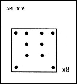 ABL0009, Накладка тормозной колодки MAN MERCEDES (410x223) стандарт 64 отв. 8x18 / 93059 (8шт.) ALLIED NIPPON