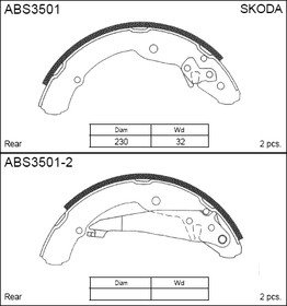 Колодки барабанные SEAT/SKODA Rapid/VW Polo Sedan ALLIED NIPPON ABS 3501