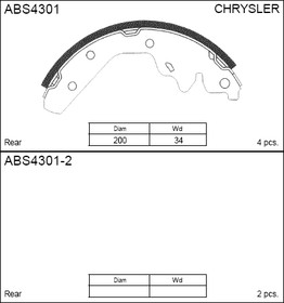 Колодки барабанные CHRYSLER/DODGE Neon I/II ALLIED NIPPON ABS 4301