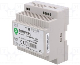 DIN60W24, Power supply: switched-mode; 60W; 24VDC; for DIN rail mounting