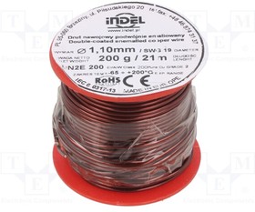 DN2E1,10-200G, Coil wire; double coated enamelled; 1.1mm; 0.2kg; -65?200°C