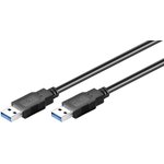 USB 3.0 connection cable, USB plug type A to USB plug type A, 0.5 m, black, 95716