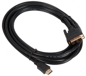 (CC-HDMI-DVI-15) Кабель HDMI-DVI Gembird/Cablexpert CC-HDMI-DVI-15, 19M/19M, 4.5м, single link, черный, позол.разъемы, экран, пакет