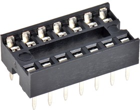 Фото 1/5 1-2199298-3, 1-2199298 2.54mm Pitch Straight 14 Way, Through Hole Standard Pin Ladder IC Dip Socket, 1A