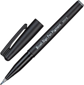 Фото 1/7 Фломастер -кисть для каллигр. Pentel Brush Sign Pen Pigment серый SESP15-N