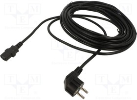 AK-PC-08C, Cable; 3G1mm2; CEE 7/7 (E/F) plug angled,IEC C13 female; PVC; 3m
