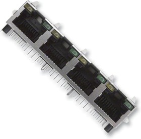 RJHSE-5385-04, Модульный разъем, Cat5, RJ45 Jack, 1 x 4 (Ganged), 8P8C, Cat5, Монтаж в Сквозное Отверстие