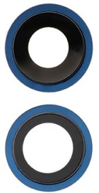 Стекло камеры для iPhone 12/12 mini (синий) в сборе (комплект 2 шт) Premium