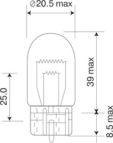 Фото 1/3 Лампа 24V T5W 5W BA15S серия STANDARD коробка (100 шт.) (624052)