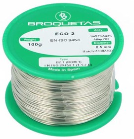 ECO2 B2.1 0,5MM 100GR, Проволочный припой, Sn97Ag3, 0,5мм, 0,1кг, не содержит свинца