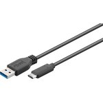 USB 3.0 adapter cable, USB plug type C to USB plug type A, 2 m, black, 71221