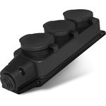 602230, Колодка тройная трехместная однофазная с заглушками с/з каучук 16А 250В ...