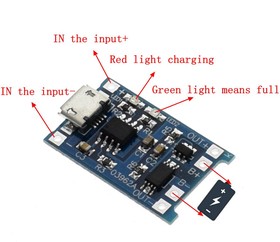 TP Модуль зарядки Li-ion аккумуляторов током 1A с защитой Micro USB