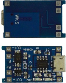 Фото 1/2 Плата зарядки Li-ion аккумулятора 18650 micro USB 5V TP4056 c защитой
