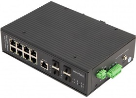 Фото 1/7 Промышленный управляемый (L2+) HiPoE коммутатор Gigabit Ethernet на 8GE PoE + 4 GE SFP порта с функцией мониторинга температуры/ влажности/