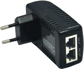 Фото 1/2 PoE-инжектор Fast Ethernet на 1 порт. Совместим с оборудованием PoE IEEE 802.3af. Мощность PoE на порт - до 15.4W. Напряжение PoE - 50V(конт