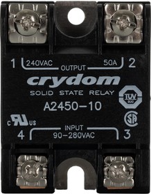 Фото 1/5 A2450-10, Series 1 240 VAC Series Solid State Relay, 50 A Load, Panel Mount, 280 V rms Load, 280 V ac Control