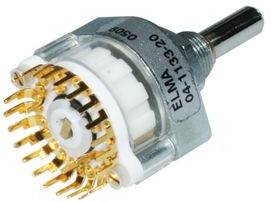 04-1103-20, 04 Series Selector Switch, 1 Wafer, Shorting, 1 Poles, 24 Positions, 15°, PCB Pins