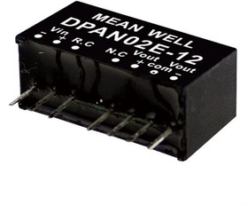 Фото 1/2 DPAN02B-05, Isolated DC/DC Converters - Through Hole 18-36Vin +/-5Vout +/-200mA SIP Reg Iso