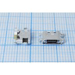 Разъем microUSB REV розетка, тип B, контакты 5C4HP, на плату, microUSBB-5SAD6 REV