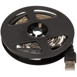 LED лента с USB коннектором 5 В, 10 мм, IP65, SMD 5050, 60 LED/m, цвет свечения RGB