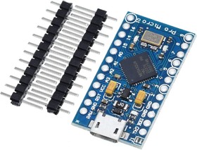 Фото 1/7 Плата Arduino Pro Micro на базе ATmega32U4 (аналог Arduino Leonardo), MicroUSB