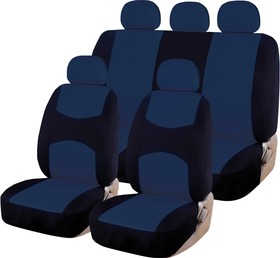 Фото 1/3 Чехлы универсальные на автомобильные сиденья,комплект CASUAL, полиэстер, черно-синие KRAFT KT835612
