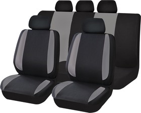 Фото 1/3 Чехлы универсальные на автомобильные сиденья,комплект MODERN, полиэстер, черно-серые KRAFT KT835614