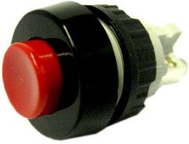1.10.001.011/0301, Pushbutton Switch Momentary Function 1NO Panel Mount Black / Red
