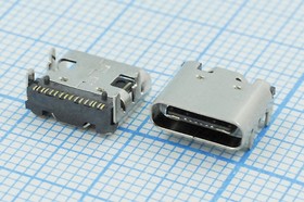 Фото 1/2 Разъем USB розетка, тип C 3.1, контакты на плату, USB3.1TYPE-C 16PF-15