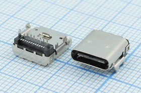 Фото 1/2 Гнездо USB 3.1, Тип C, Гнездо угловое, 12 прямых и 12 угловых контактов, на плату; Q-14585 гн USB \C 3,1\24P4C\плат\\\USB3.1 TYPE-C-24PF-02