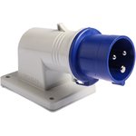 242.1693, IP44 Blue Wall Mount 2P + E Right Angle Industrial Power Plug ...