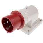 242.1696, IP44 Red Wall Mount 3P + E Right Angle Industrial Power Plug ...