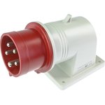 242.1697, IP44 Red Wall Mount 3P + N + E Right Angle Industrial Power Plug ...