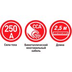 PM1606, Провода прикуривания, 250 А, 2,5 м, 8 мм2, биметаллические