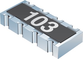 Фото 1/2 CAT16-1001F4LF, Фиксированный резистор цепи, 1 кОм, CAT16 Series, 4 элемент(-ов), Изолированный