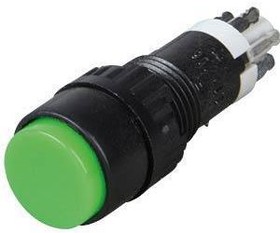 1.15.106.301/0518, Pushbutton Switch Momentary Function 1NO + 1NC Panel Mount Black / Green