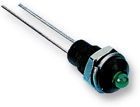 MC19021001, Светодиодный индикатор в панель, Зеленый, 2.6 В DC, 6 мм, 45 мА, 27 мкд, Без Рейтинга