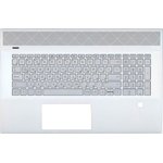 Клавиатура (топ-панель) для ноутбука HP Envy 17-CE серебристая с серебристым ...