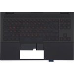 Клавиатура (топ-панель) для ноутбука HP Omen 15-EK черная с черным топкейсом